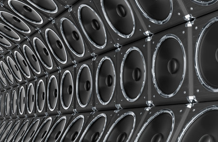 Background from black loudspeakers, 3D renderingの写真素材