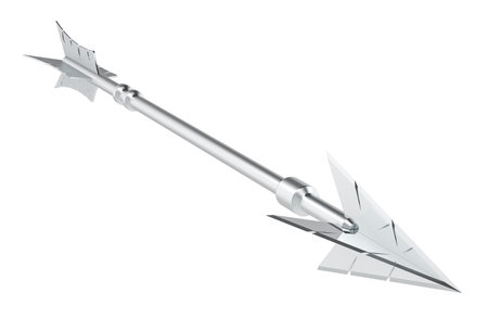 Metallic arrow, 3D rendering isolated on white backgroundの写真素材