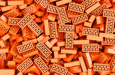 Solid clay bricks background, wallpaper. 3D renderingの写真素材