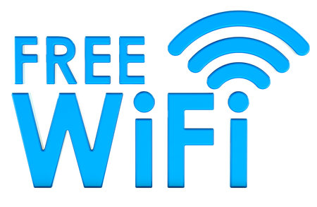 Free Wi-Fi concept. 3D rendering isolated on white backgroundの写真素材