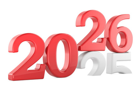 2026 Year Replacing 2025, 3D rendering isolated on white background