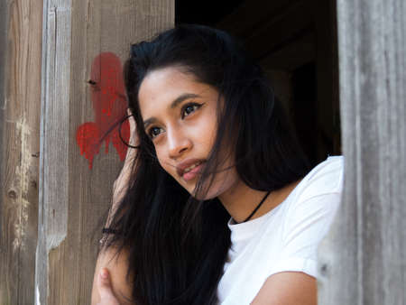 Thoughtful girlの写真素材