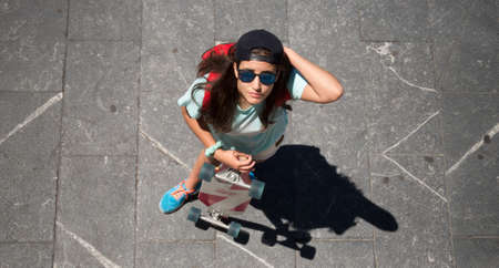 Girl skateboarderの写真素材
