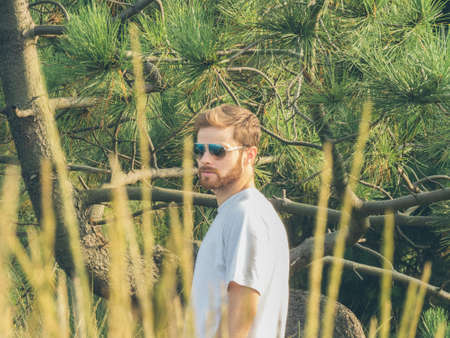 Young man walkingの写真素材