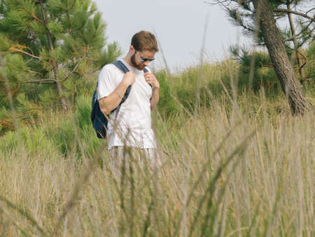 Young man walkingの写真素材