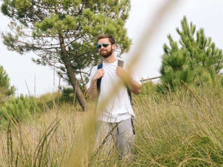 Young man walkingの写真素材