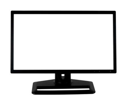 Black computer LCD monitor isolated on white backgroundの写真素材