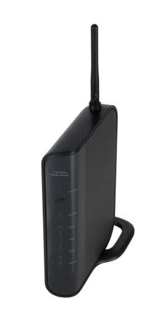 Wi-fi modem with antenna isolated on white backgroundの写真素材