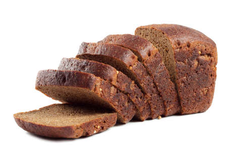 Black rye bread useful isolated on white background