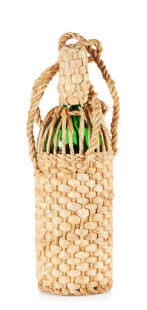 Green bottle braided isolated on white backgroundの写真素材