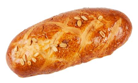 Hot fresh white bread isolated on a white backgroundの写真素材