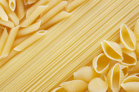 Background of a variety of tasty wheat pastaの写真素材