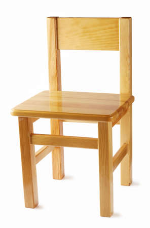 Wooden chair with a back isolated on white backgroundの写真素材