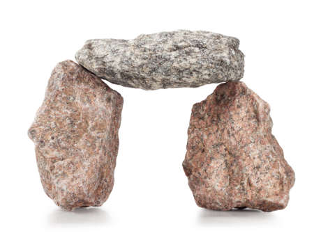 Arch of granite boulders isolated on white backgroundの写真素材