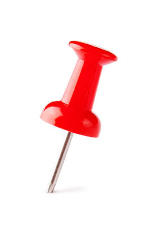 Red pushpin isolated on a white backgroundの写真素材