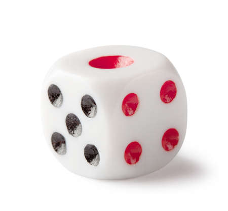The old dice isolated on white backgroundの写真素材