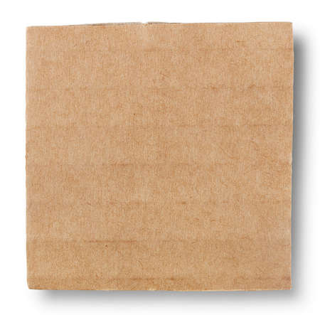 Square piece of cardboard isolated on white backgroundの写真素材