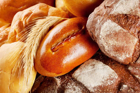 Background of fresh baked with wheat spikelet