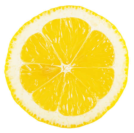 Cut a piece of lemon isolated on white backgroundの写真素材