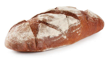 Loaf of fresh rye bread isolated on white backgroundの写真素材