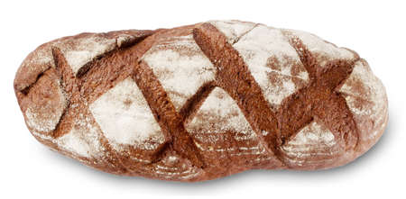 Loaf of rye bread isolated on white backgroundの写真素材