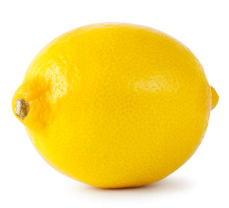 Ripe yellow lemon isolated on white backgroundの写真素材