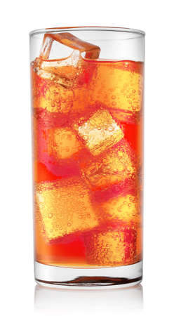 Carbonated orange cocktail with ice isolated on white の写真素材