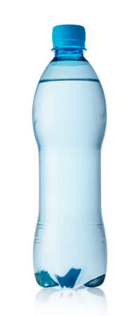 Bottle of mineral water isolated on white backgroundの写真素材
