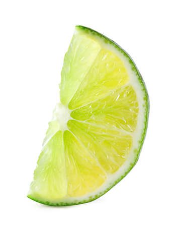 Bright lime slice isolated on white backgroundの写真素材