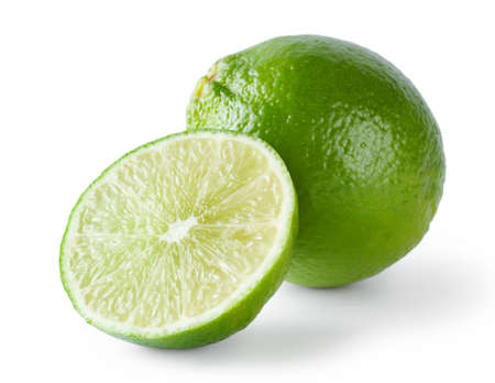 Juicy fragrant lime isolated on white backgroundの写真素材