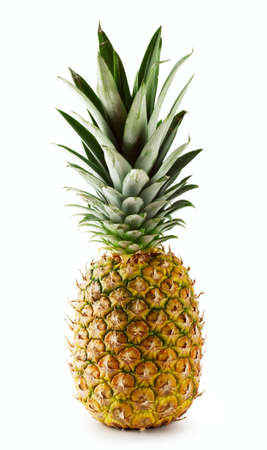 Ripe juicy pineapple isolated on white backgroundの写真素材