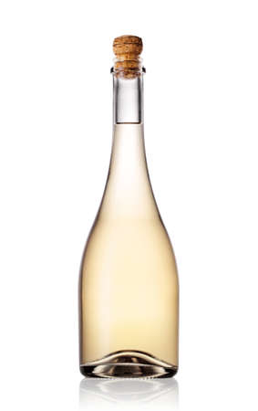 Bottle of champagne isolated on white backgroundの写真素材