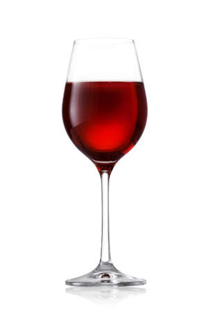 Glass of red wine isolated on white backgroundの写真素材