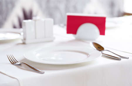 White plate with metal cutlery to serve a table