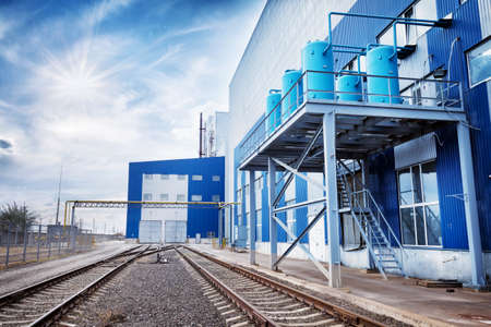 Office building and the railroad at factory