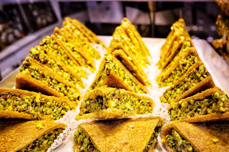 Turkish sweets in window of confectionery store. Istanbul.の写真素材