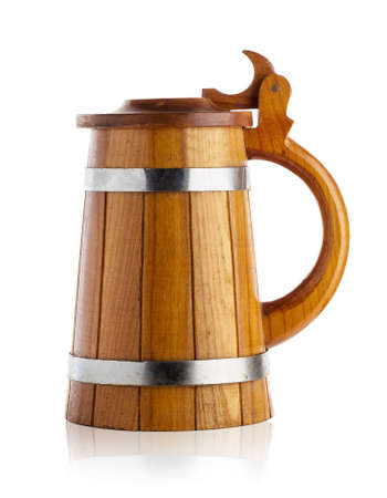 Beer wooden mug with lidの写真素材
