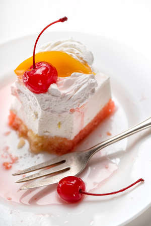 Fragment of bitten cake with dessert forkの写真素材