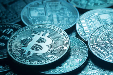 Business background from virtual world currency bitcoinの写真素材