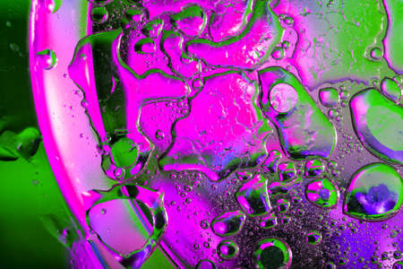 Background with the drops in green and pink tones