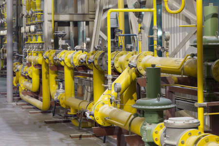 Yellow gas tube with sensors in the room