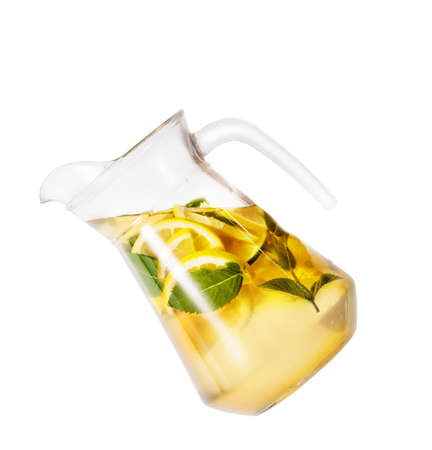Tilted jug of lemonadeの写真素材
