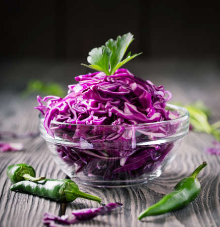Salad from chopped red cabbageの写真素材