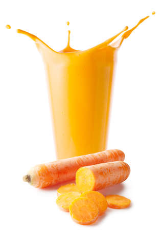 Carrot smoothie or yogurt with carrotsの写真素材