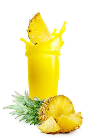 Pineapple juice and a pineappleの写真素材