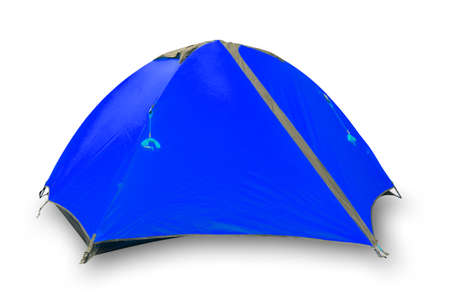 Blue closed tourist tentの写真素材