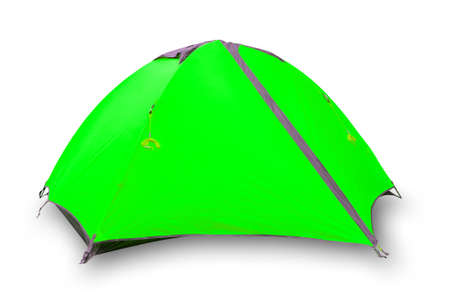Green closed tourist tentの写真素材