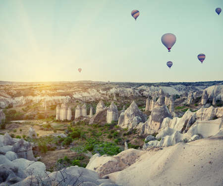 Balloons over Valley of Love or Baglidereの写真素材