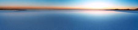 Panorama of Salt Lake Tuz at sunsetの写真素材