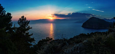 Sea bay at the sunsetの写真素材